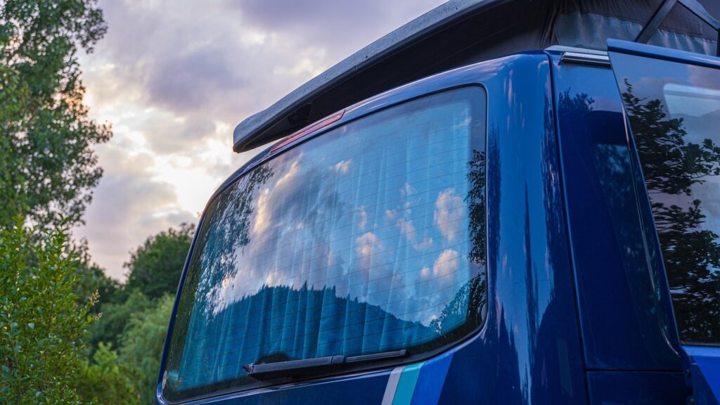 t5, vw bus, rear window, clouds, reflection, heaven, sunset, landscape, nature, mountains, forest, rear window, rear window, rear window, rear window, rear window